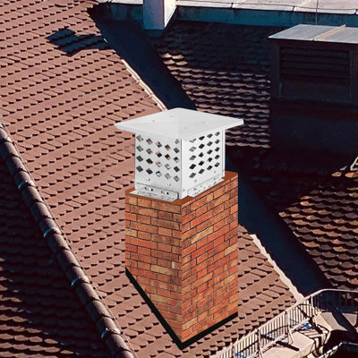 Chapeau de foyer durable en acier inoxydable 304 pour foyers – Grille de protection pour conduit de cheminée, bandes métalliques réglables, vis et gants inclus, protection pour ventilation extérieure, plusieurs tailles disponibles