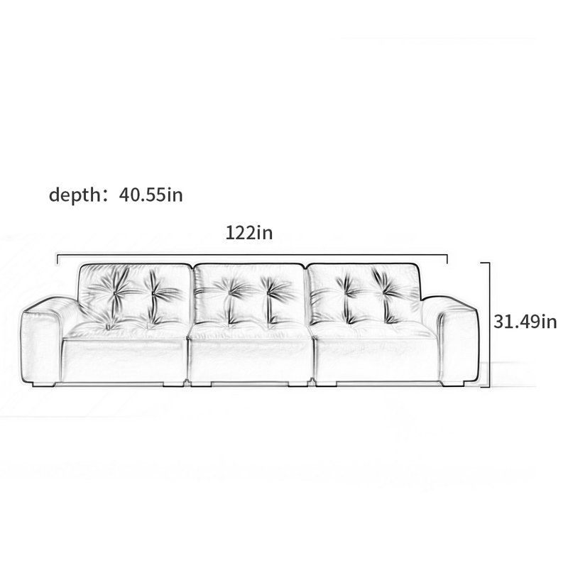 Canapé italien de luxe moderne italien, H 31,49 po x l 122 po x P 40,55 po, 3