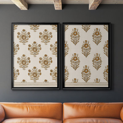 «Block Block Blooms I», ensemble de 2 reproductions sur toiles encadrées