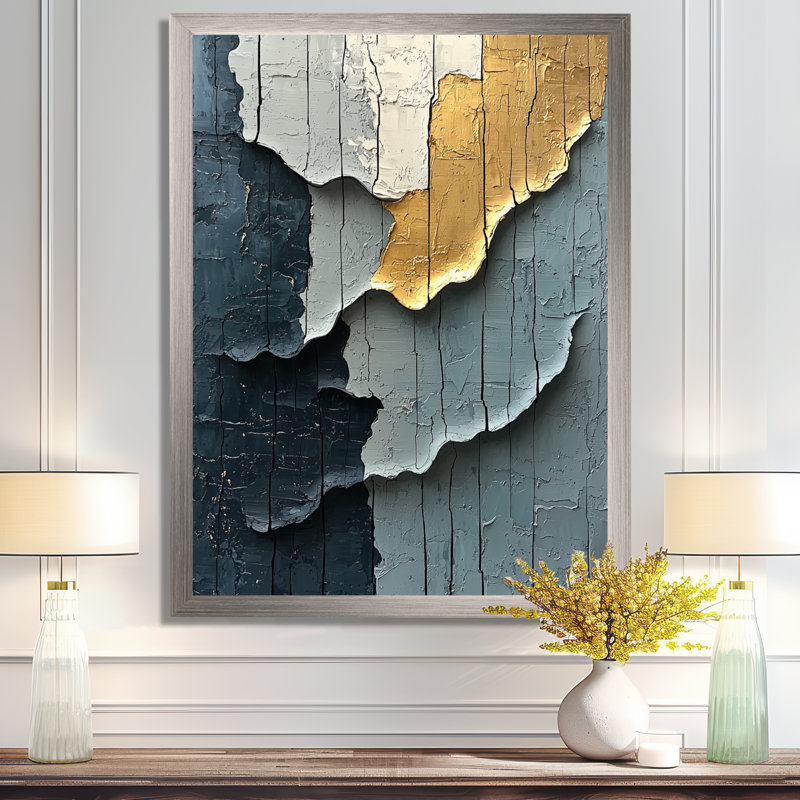Skiles - Art mural abstrait sur toile, Argent argent, H 20 po x l 12 po, Reproduction encadrée d'une seule photo