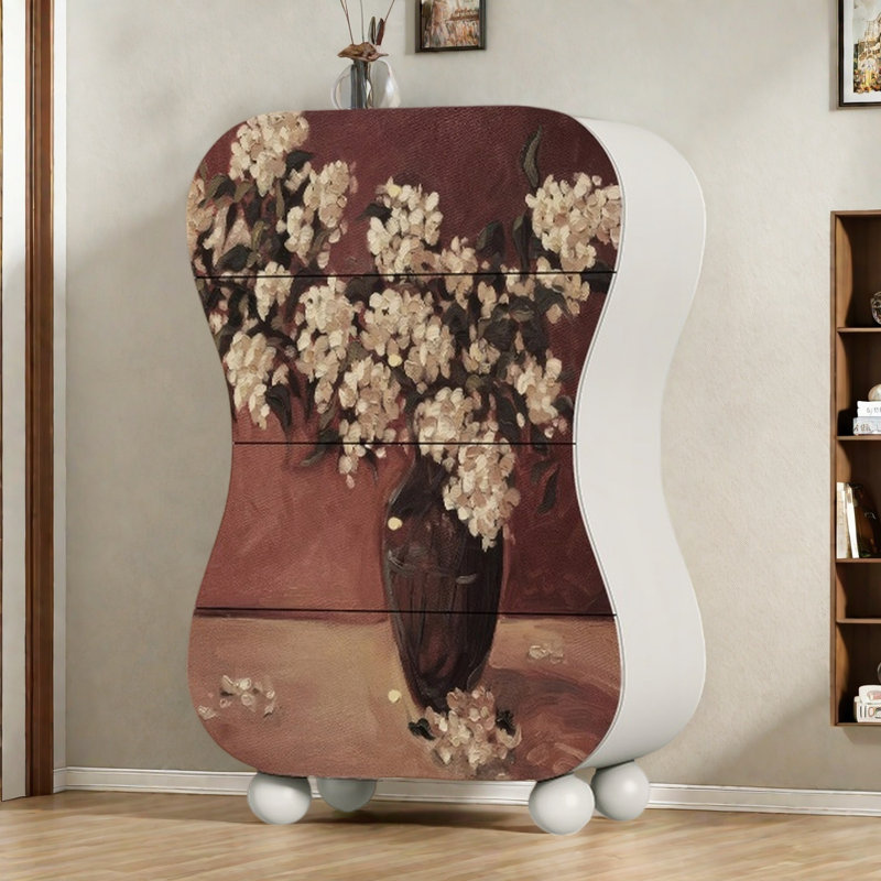 Modern Four  Drawer Storage Accent Chest, Ivory