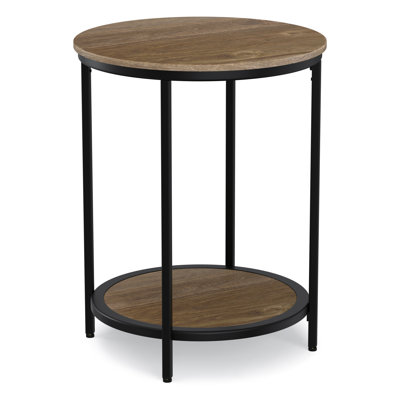 Jenna 18"W Metal Industrial Round End Table with Compact Design