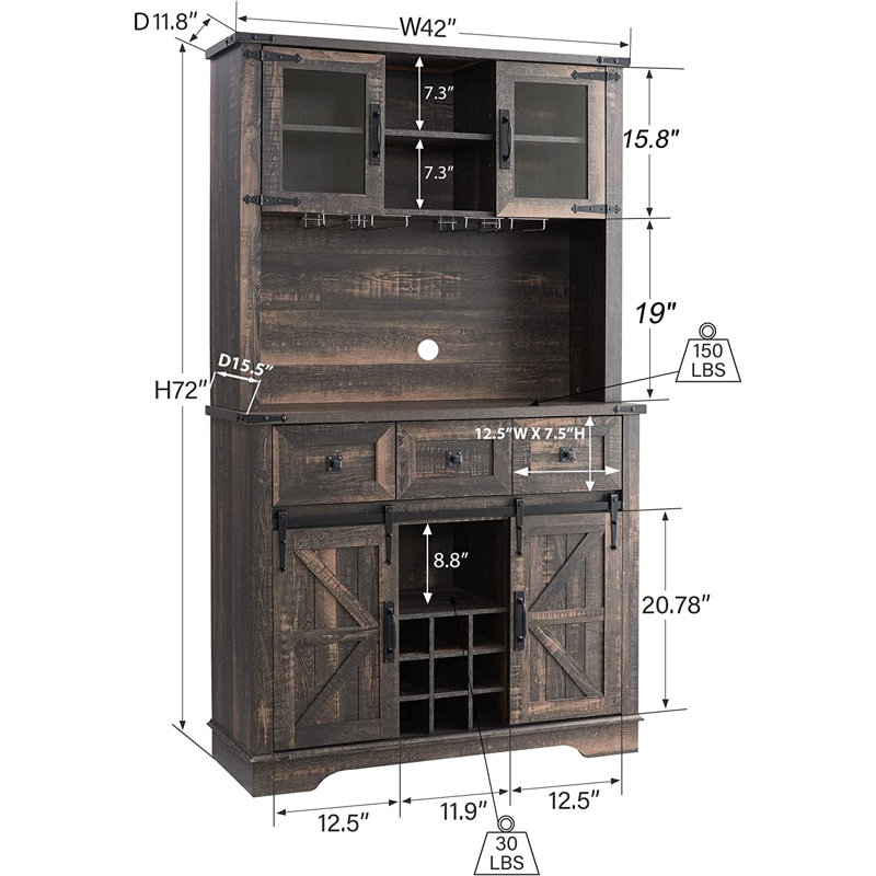 Bar en bois manufacturé Kymbella , Chêne rustique foncé