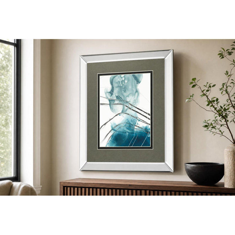 Aqua Mist Wall Art - 34" x 40" - Mirrored Frame