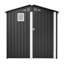 Remise de rangement noire en métal de 6 pi x 4 pi pour le patio et la pelouse, avec porte verrouillable, fenêtre transparente, beaucoup d'espace, assemblage rapide et facile de 6 pi 4 pi en acier