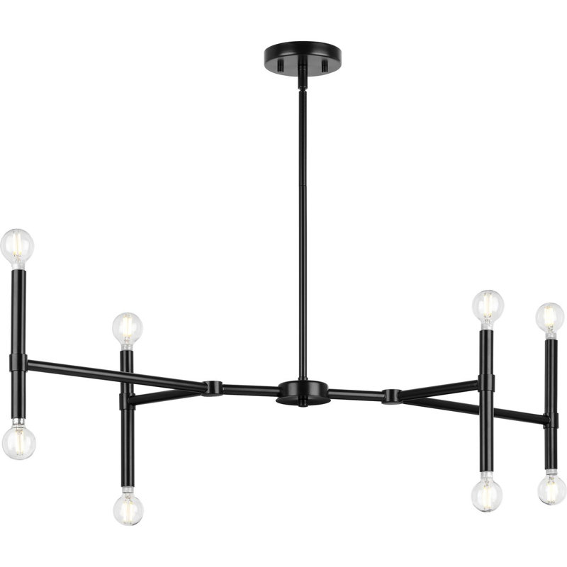 Lustre linéaire moderne Spoutnik 8 lumières Marcuse, Noir mat