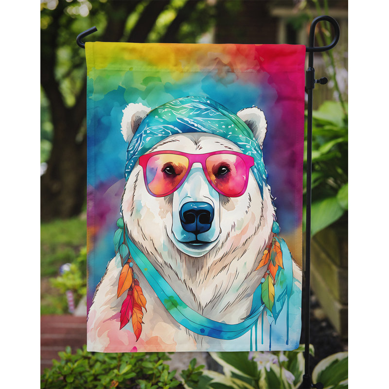 Drapeau de jardin hippie avec ours polaire