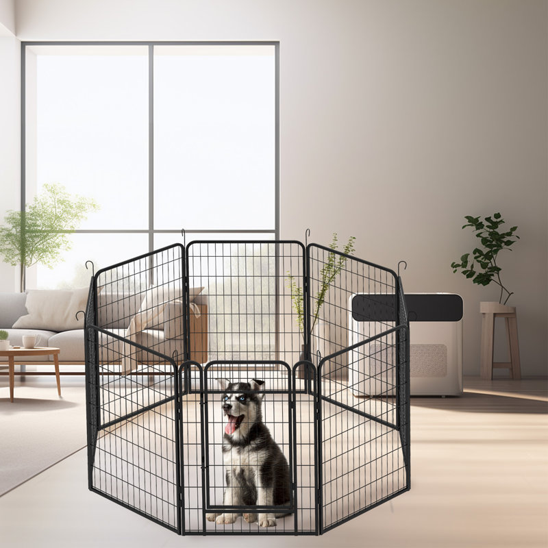 Panel Iron Exercise Pen With Door, 39.37" H x 69.45" W