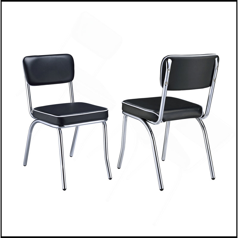Ensemble de 2 chaises d'appoint rembourrées, Noir, Chrome