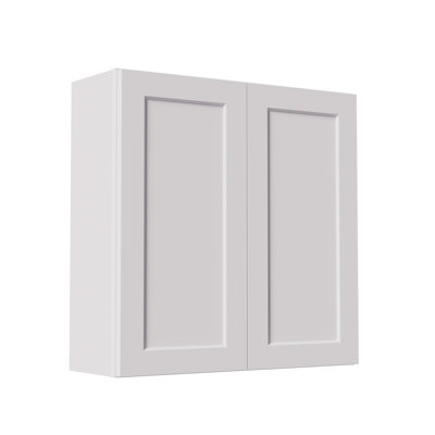 36 Inch Laundry Room Cabinets Wall Mounted, Solid Wood Over The Toilet Storage Cabinet, Bathroom Organizer Cabinets with 2 Shaker Door & Shelves, Easy to Assemble for Kitchen, Garage - White