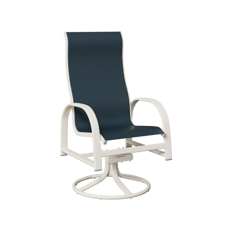 Chaise de salle à manger pivotante à haut dossier en aluminium blanc mat Amma, Marine, Aluminium blanc mat
