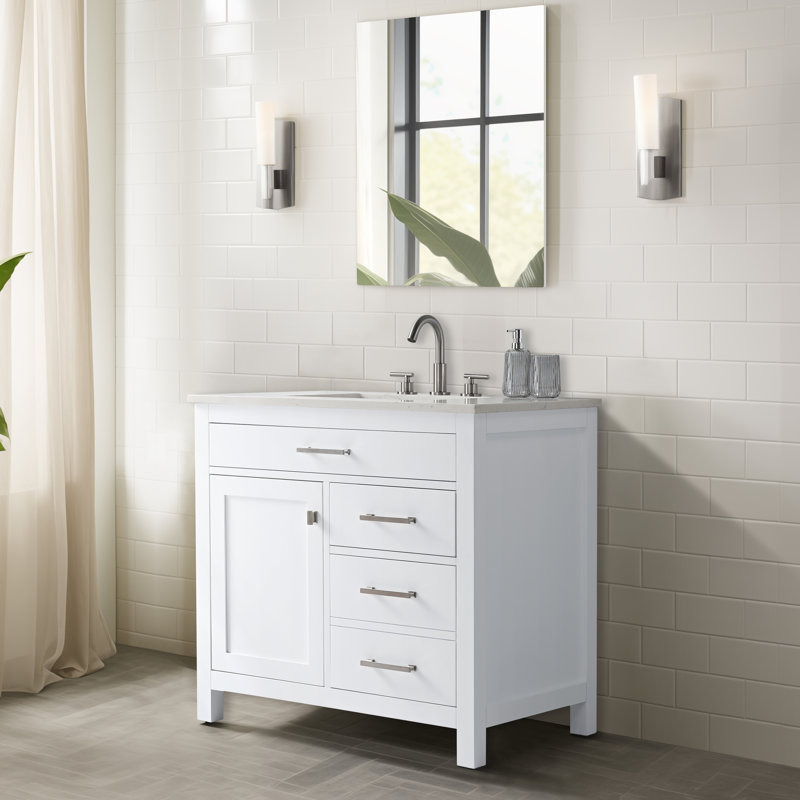 Vancleave 36" Single Vanity - Vintage Green, White/Brushed Nickel