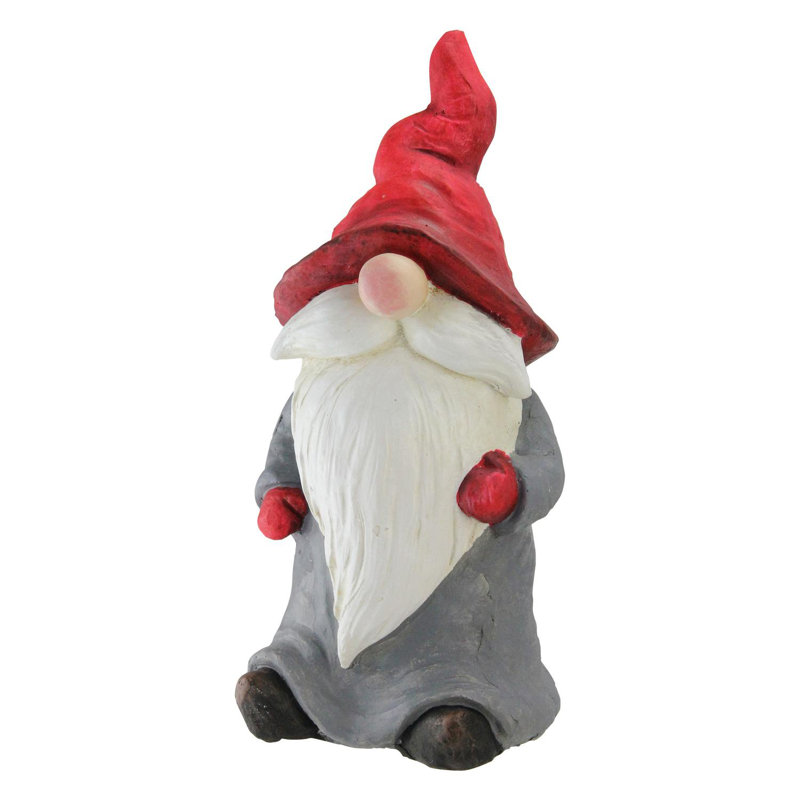 Figurine gnome de Noël 16 po grise et rouge