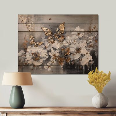 Dorette - Art mural floral sur bois de pin naturel