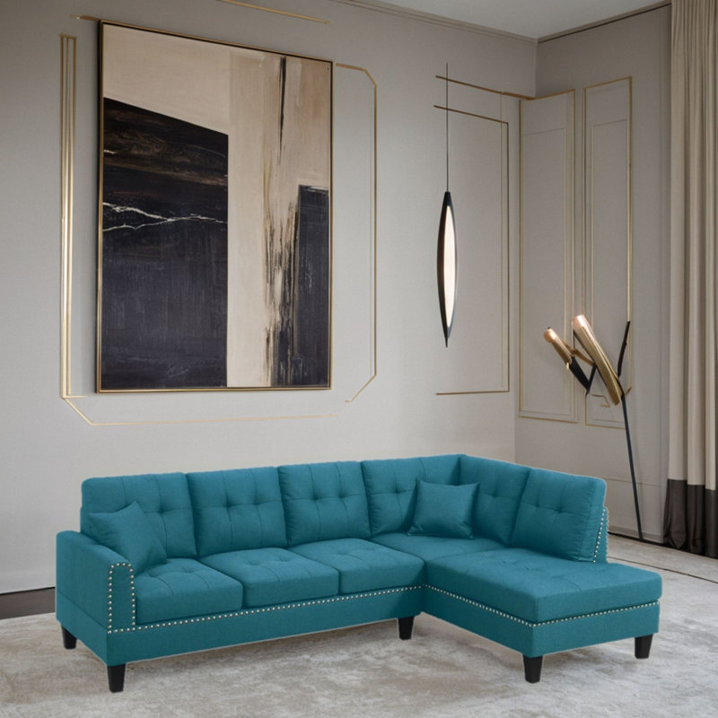 Canapé modulaire 2 pièces rembourré, Velours bleu
