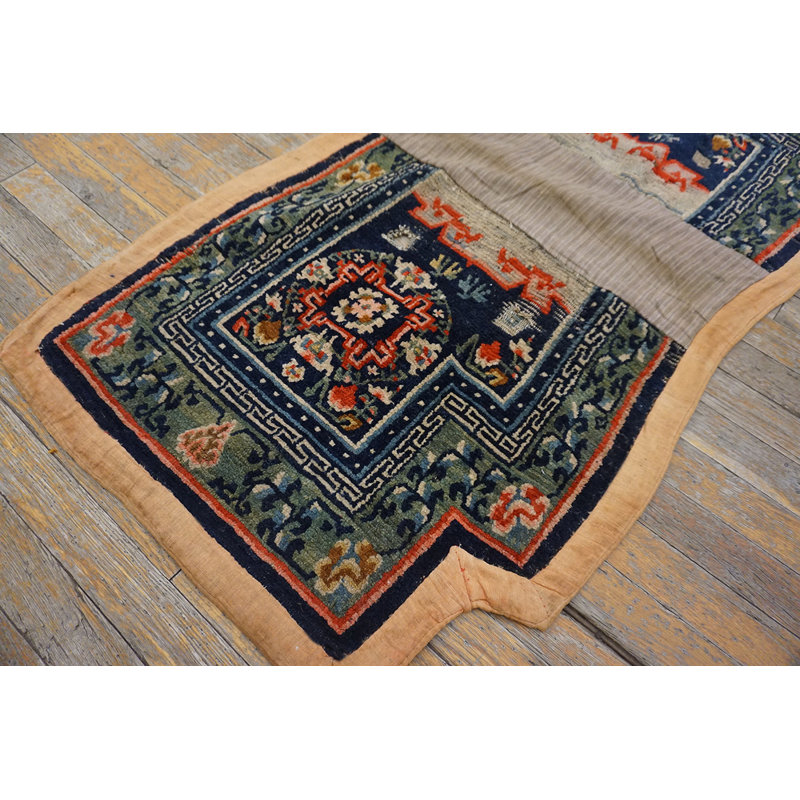 Antique Chinese Horse Saddle Cover Blue Color Rug