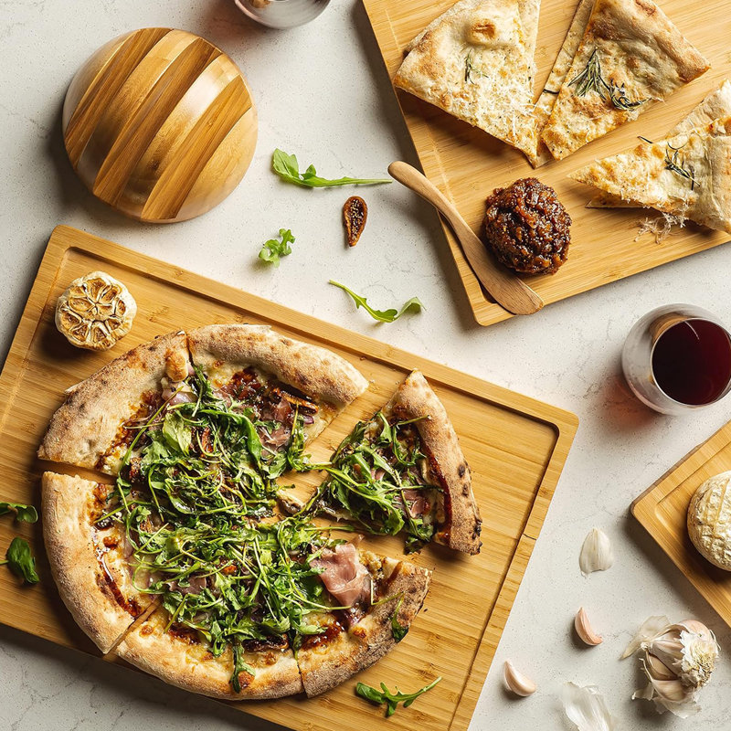 Ensemble de 3 planches à découper en bambou pour la cuisine, Naturel