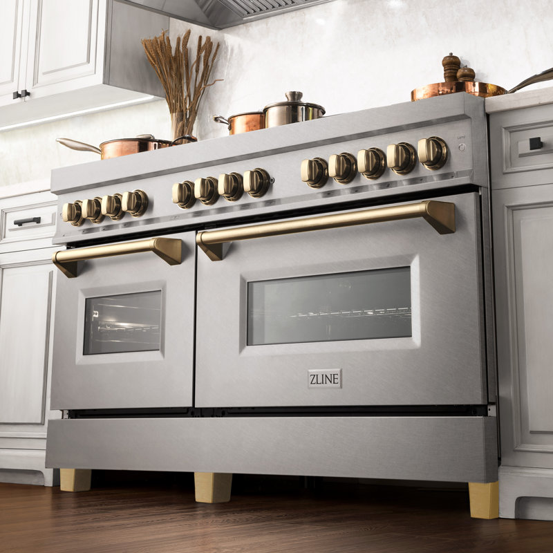 ZLINE Autograph 60" Legacy Dual Fuel Range, Satin Stainless Steel/Gold