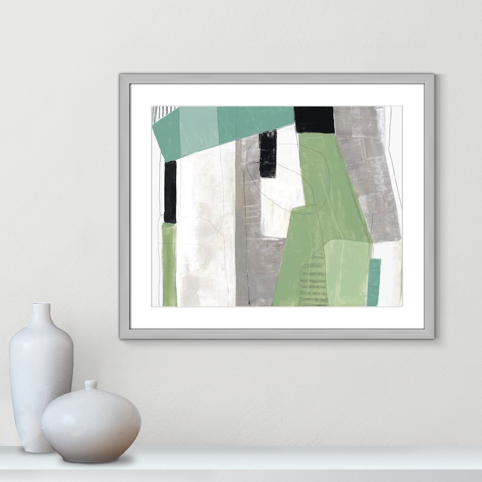 Evergreen Essence Print, 21.5" H x 25.5" W x 1.25" D, Silver Box Frame - Matted Fine Art Paper Print, White
