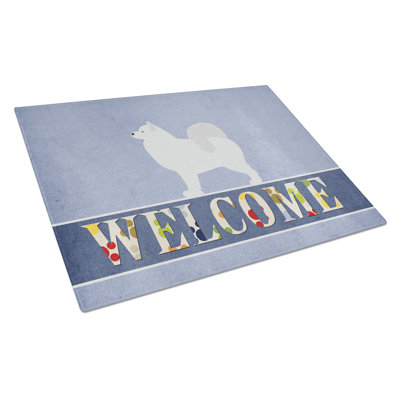 Caroline's Treasures Welcome Dog Glass Samoyed Cutting Board
