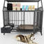 Cage en fer pour animaux avec panneaux - 23,19 po Largeur, hauteur 48,2 po, fabrication de planches gris fumée, cuves en acier inoxydable, larges, hautes-1441974723-1441974725