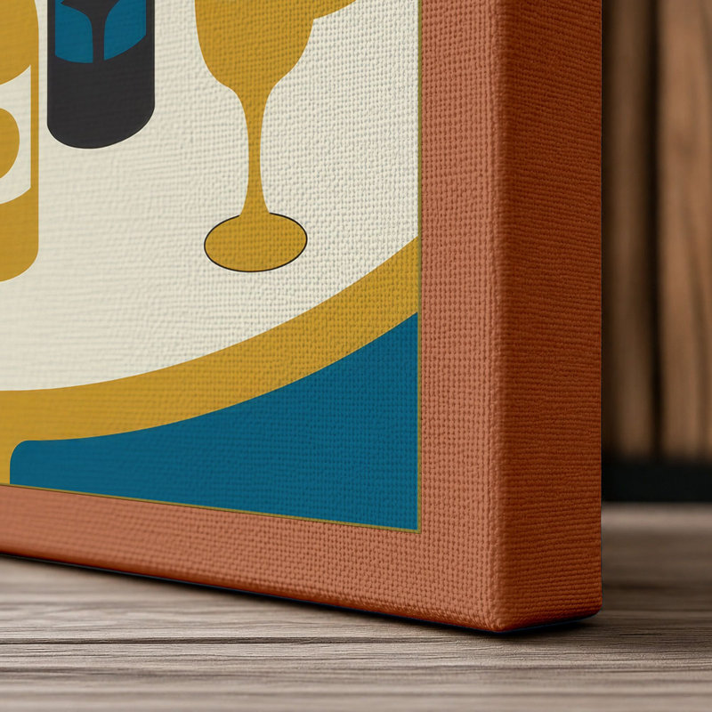 Cheers Collection Modern 1 Piece Wrapped Canvas Wall Art, 36x24 - 91.4 x 61.0 cm, Terracotta Border