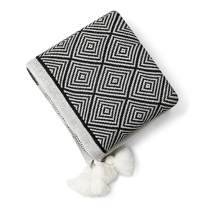 Knitted Throw Blanket, Black
