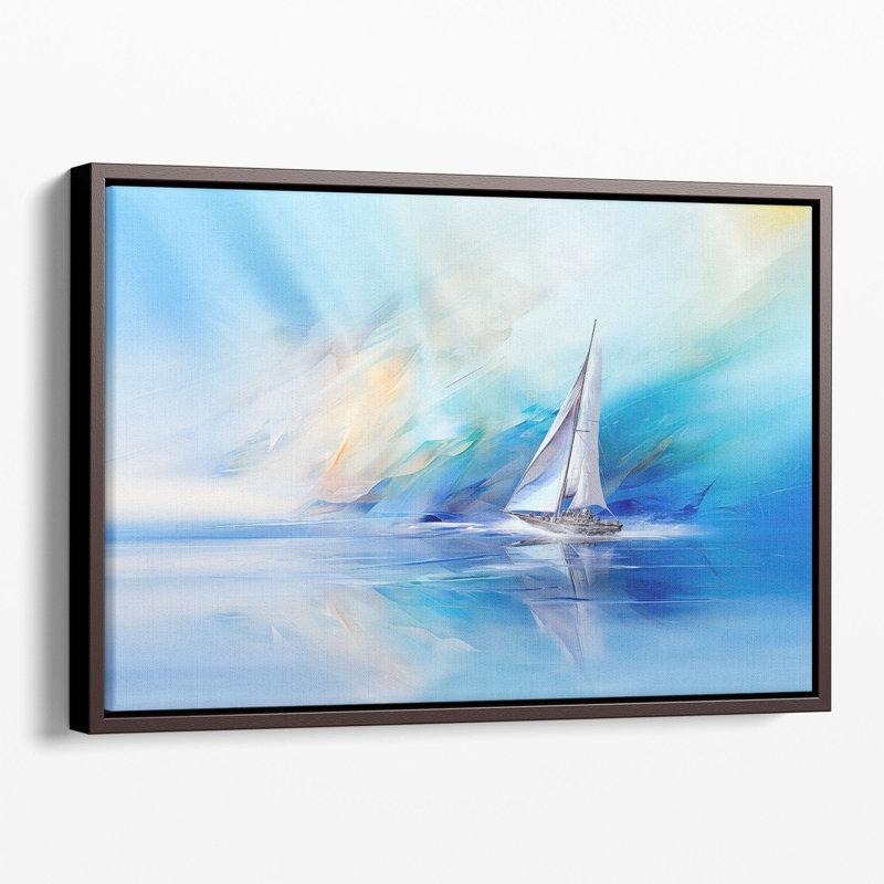 Voile à travers les vagues cyan, impression d'art mural, Toile tendue, H 24 po x l 36 po x P 1,25 po