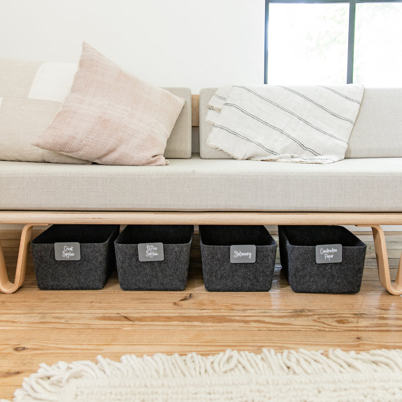 Sculpted Felt Storage Wide Bin, Carbon