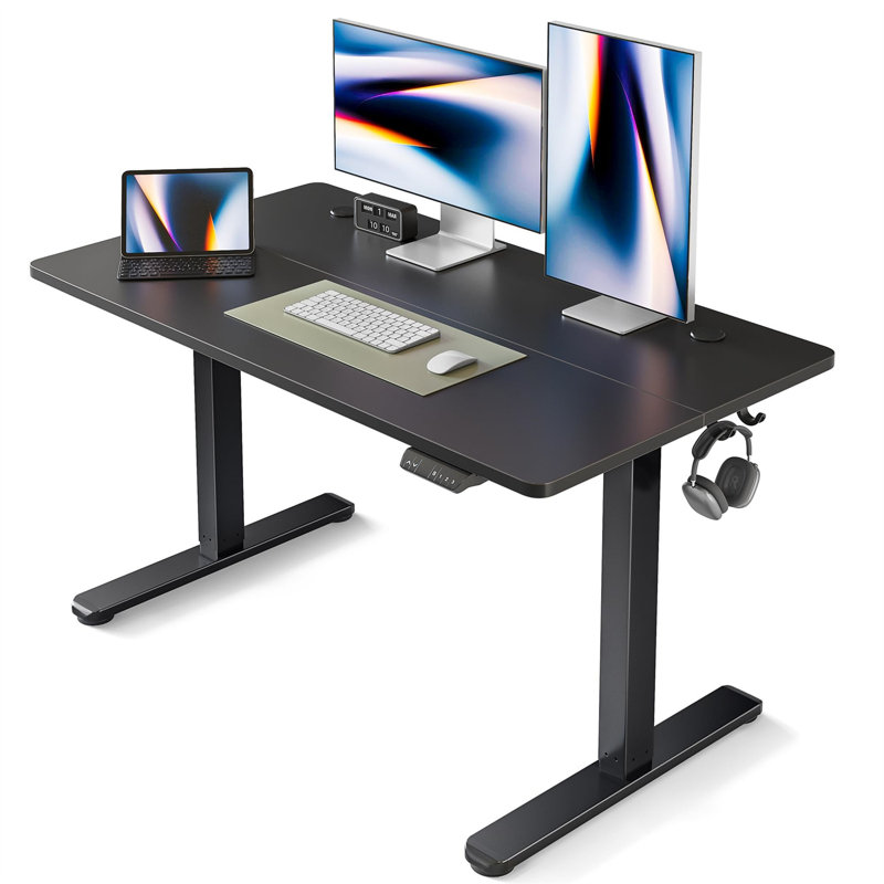 Bureau rectangulaire Mariliva, Noir, Noir, H 27,00 po x l 55,00 po x P 24,00 po