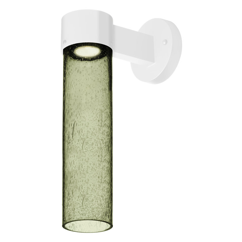 Applique murale à bras d’extérieur 1 ampoule Cattalina, H 17,5 po x l 5 po x P 8,5 po, Blanc, Mousse