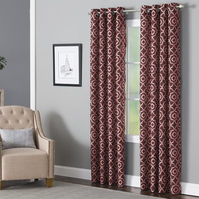 Ralon Polyester / Linen Light-Filtering Geometric Print Curtain Panel with Grommet Top