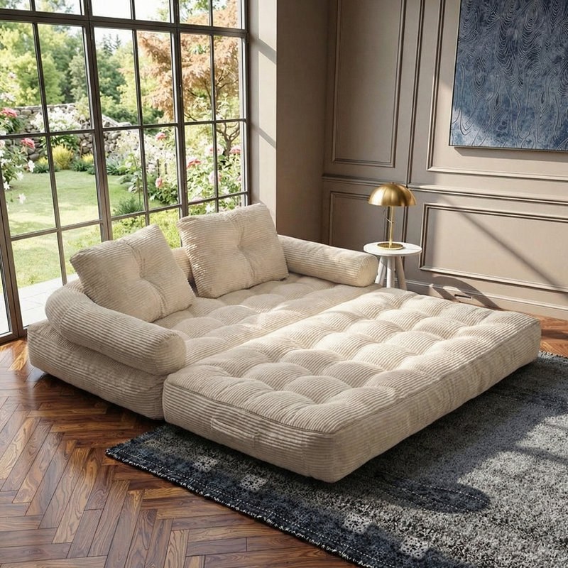 Canapé-lit pliant à compression avec dossier, canapé-lit escamotable désossé avec poignée, fauteuil à billes convertible 2 en 1 au canapé-lit, canapé pliant confortable pour la chambre à coucher et le salon Loveaeat