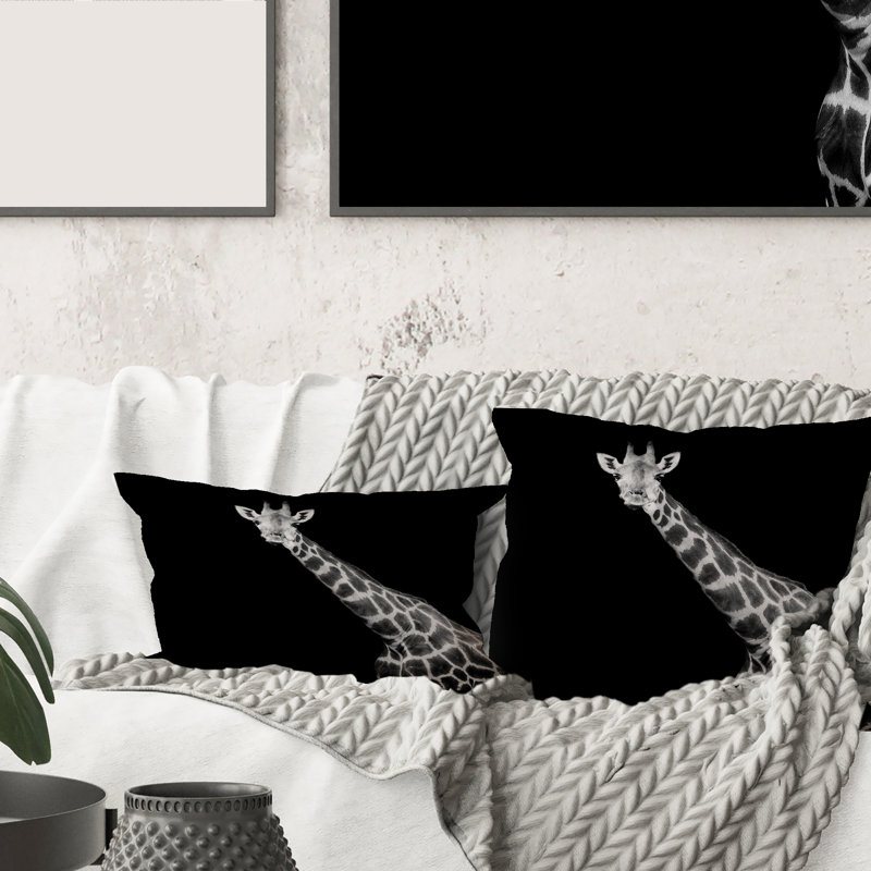 Gros plan Portrait d'une girafe I, housse de coussin rectangulaire et insert