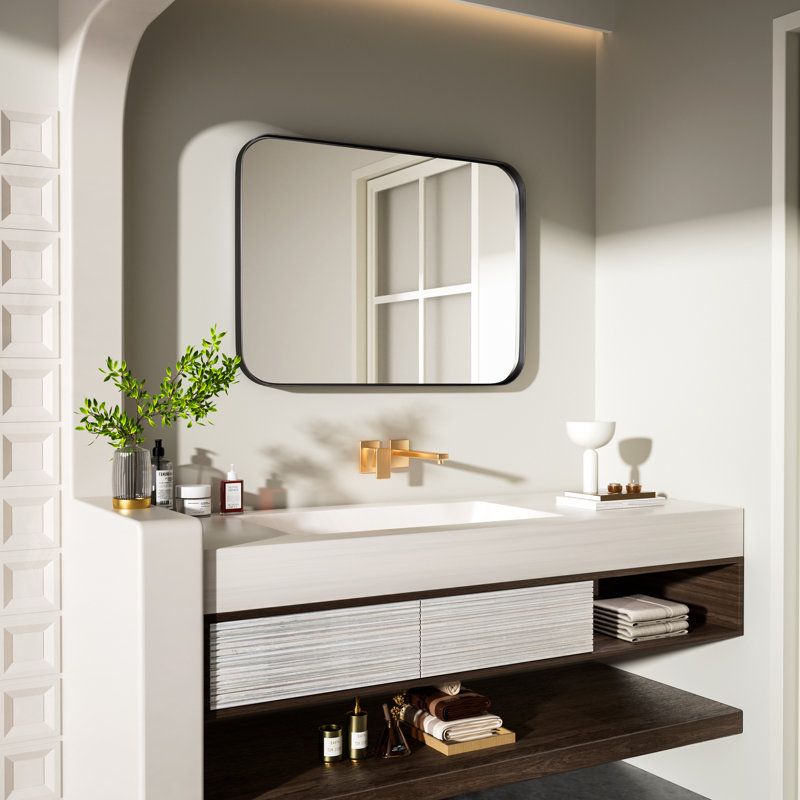 Miroir de salle de bain mural Cozy Design, 30 po x 22 po, Noir, Rectangle