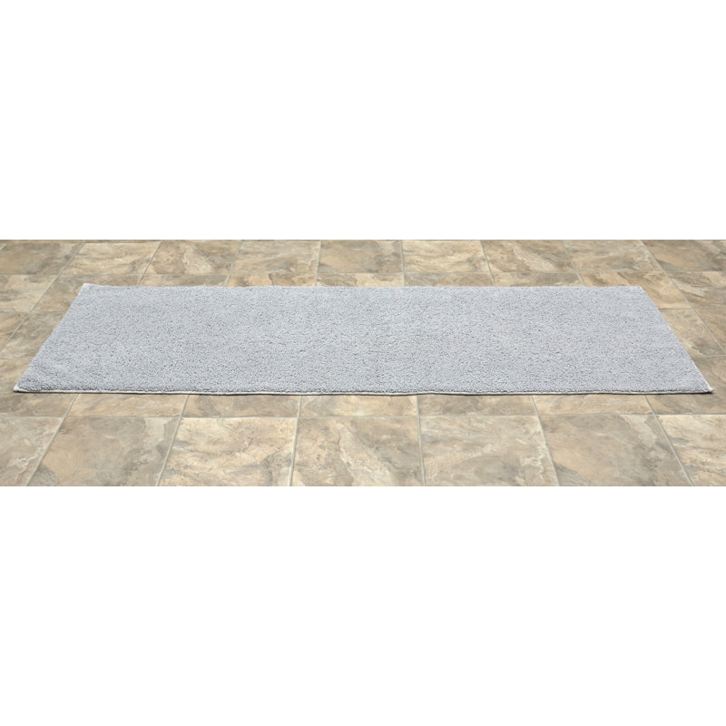 Roanoke Cotton Bath Rug with Non-Slip Backing, 22"W x 60"L, Platinum Gray