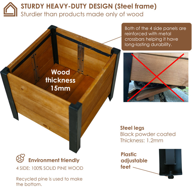 Lubaba Wood Raised Garden Bed, Red Brown