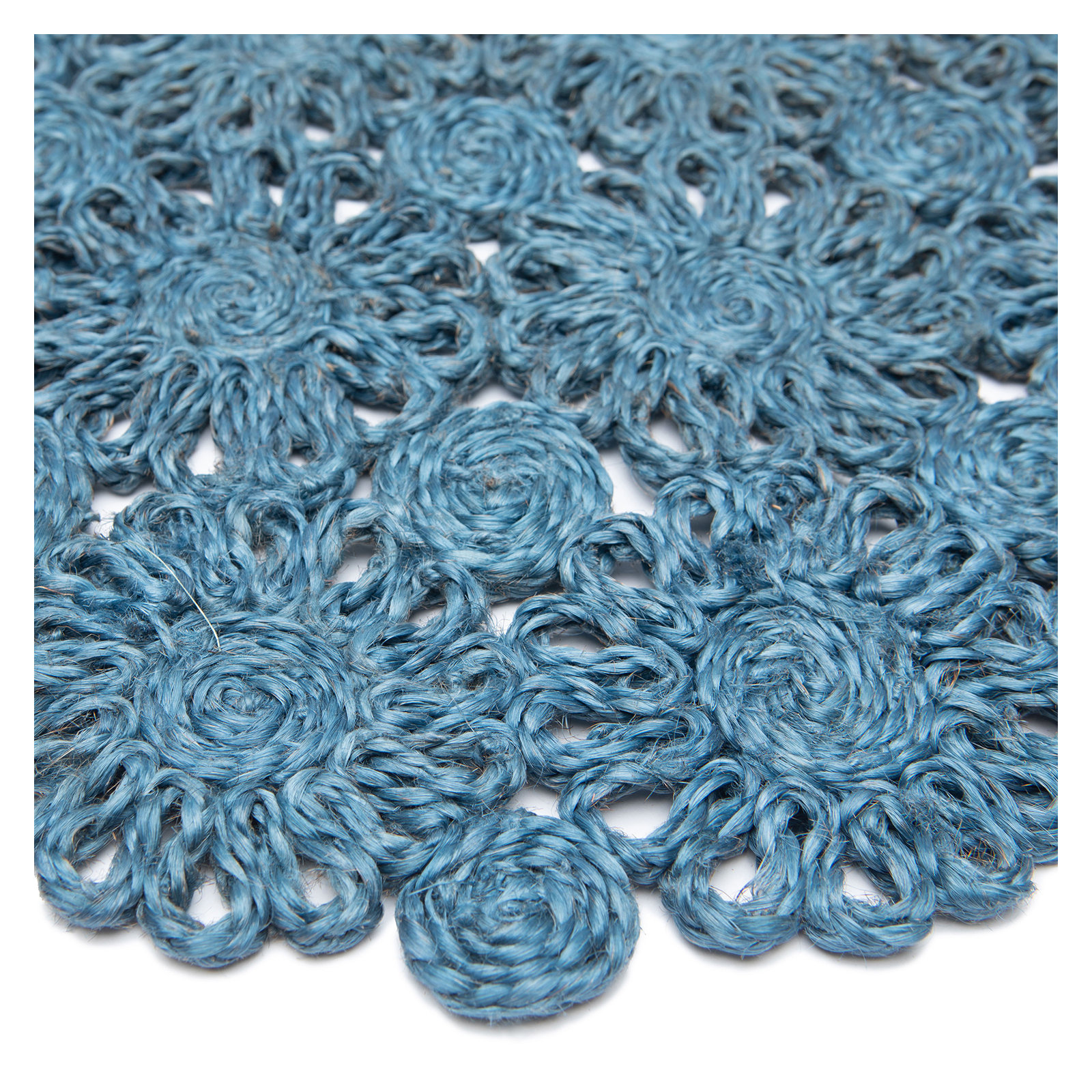 Bladwell Jute Round Placemat, Blue Jean