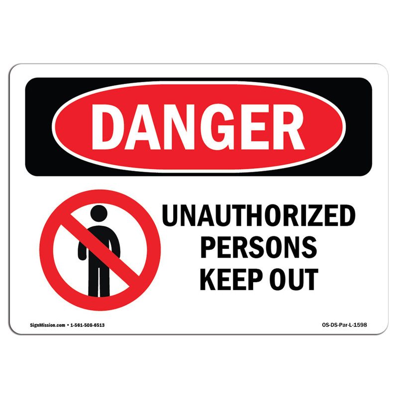 OSHA Danger Sign, 18" H x 24" W x 0.1" D