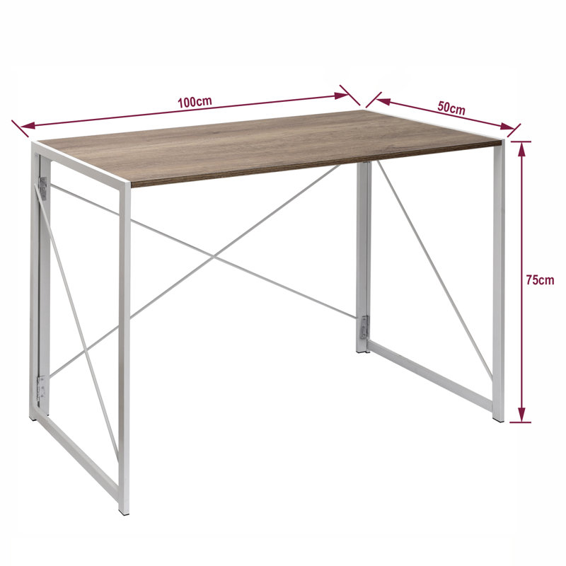 Carmille Folding Computer Desk Table , Brown/White