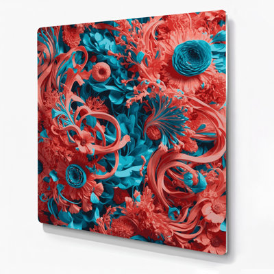 Abstrait floral 77, art mural en métal brun