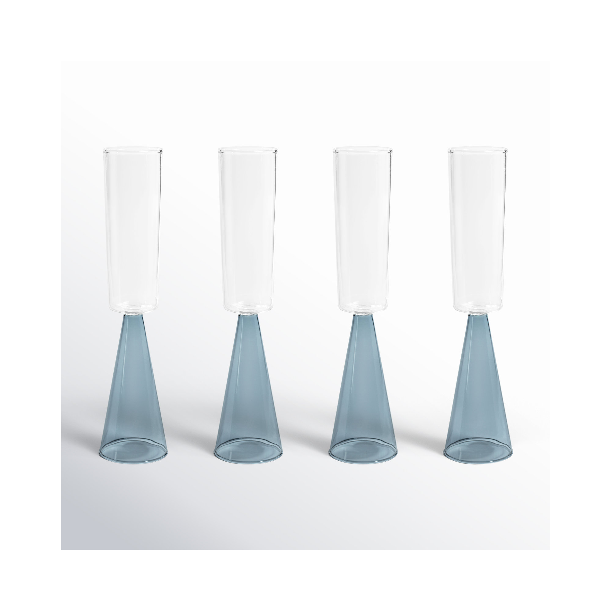 Monticello Champagne Flutes, Set of 4, Blue
