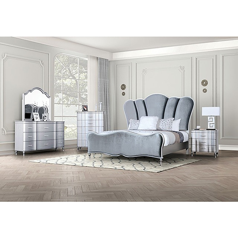 Commode 5 tiroirs Nolaine, Argent