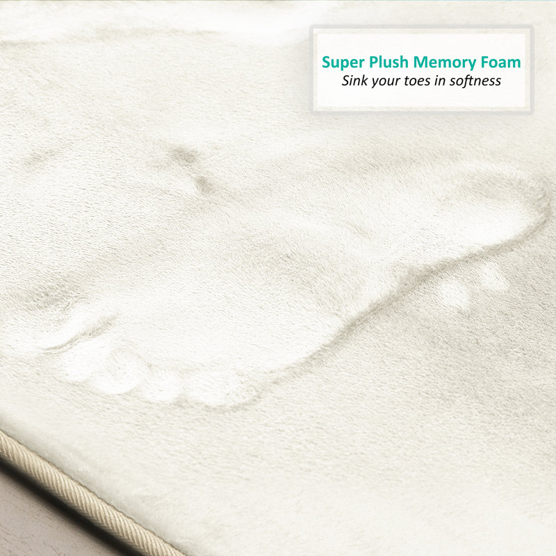 White Plush Memory Foam Rectangular Bath Mat