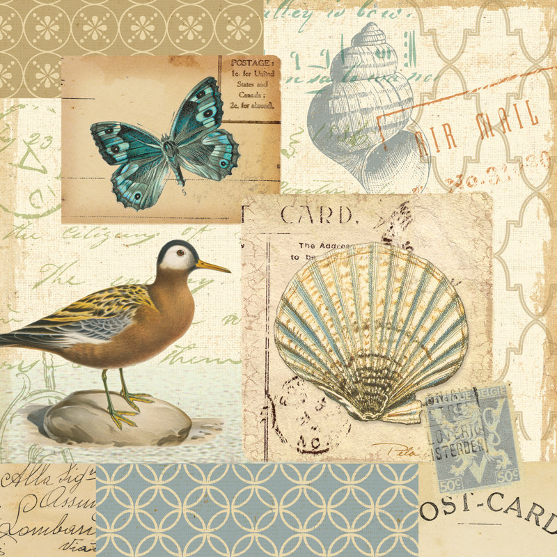 Coastal Collage I - Wrapped Canvas Painting, 91cm H x 91cm W
