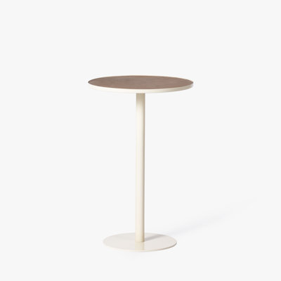 Table d'appoint en cuir Calder | Mince piédestal ivoire moderne