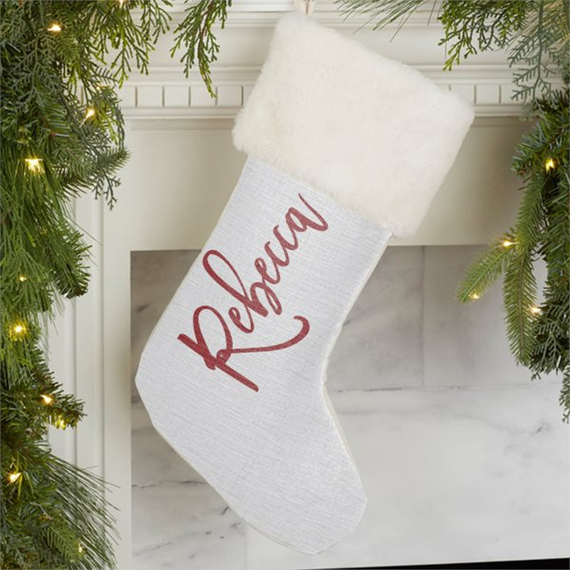 Chaussette de Noël Scripty, Oui, Ivoire
