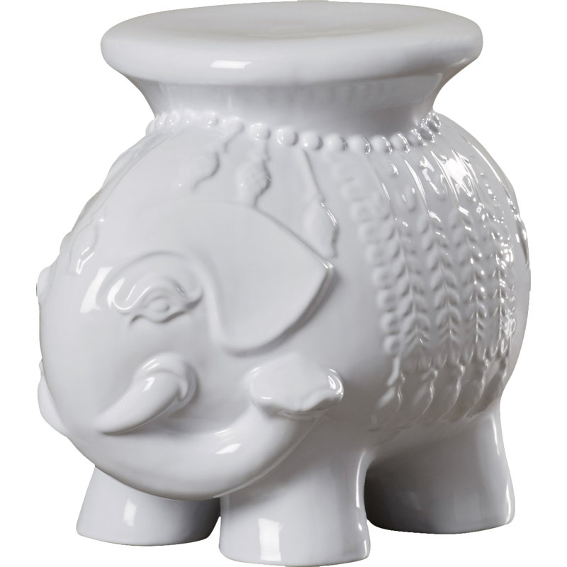 Scarlette Ceramic Accent Stool, White