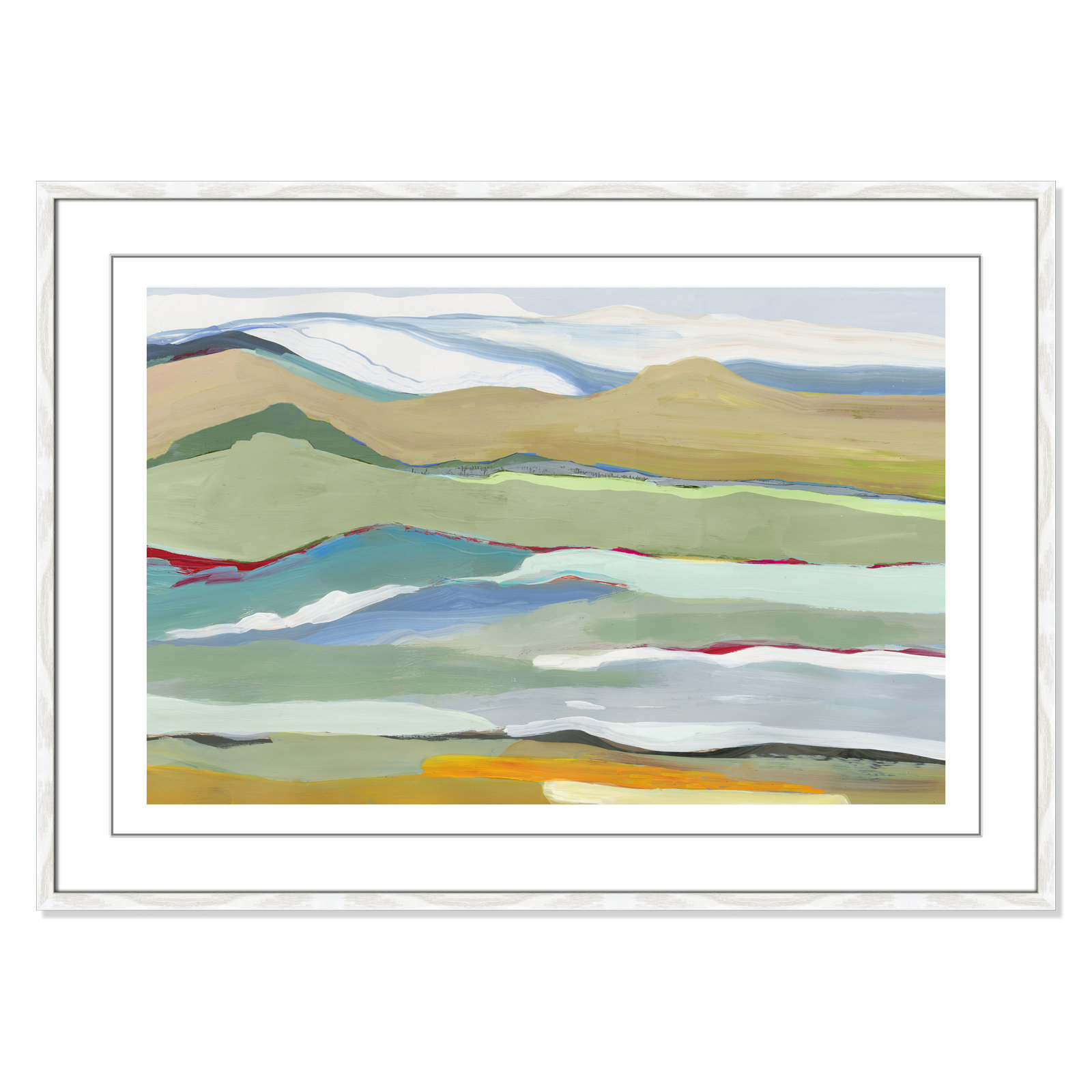 Dee "Goodbye Summer on the Hills" Painting, 29.5" H x 41.5" W x 0.75" D, White Wood Framed