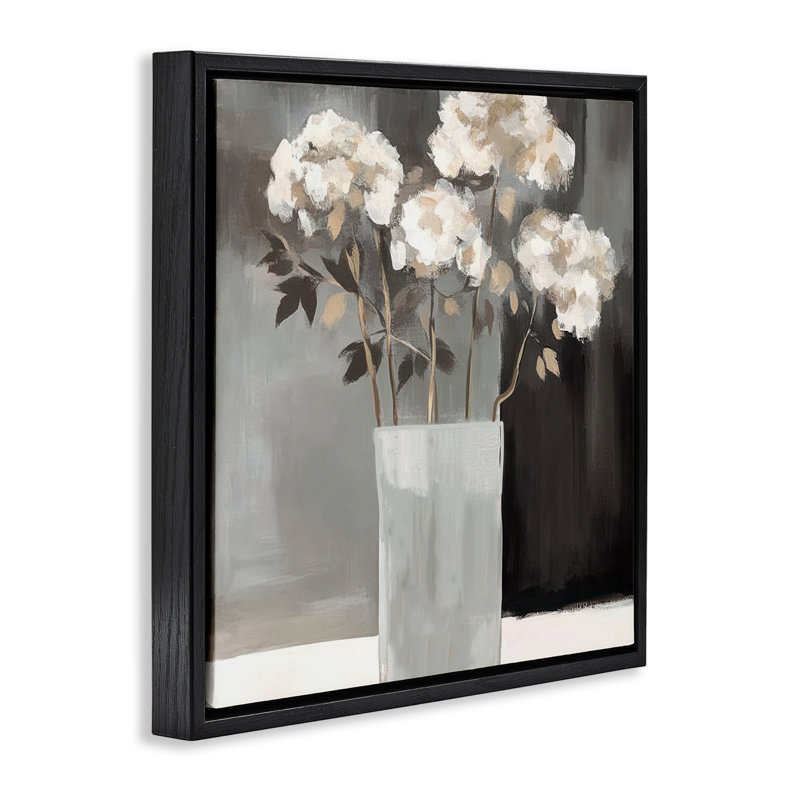 Vase of Grace Floating Frame, design by Mona Grace, Jet Black Floater Frame, 18" H x 18" W